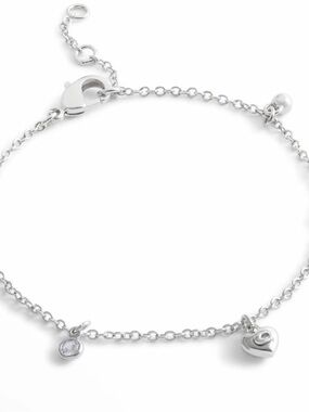COACH Signature Silver Charm Adjustable Bracelet with Bag NEW